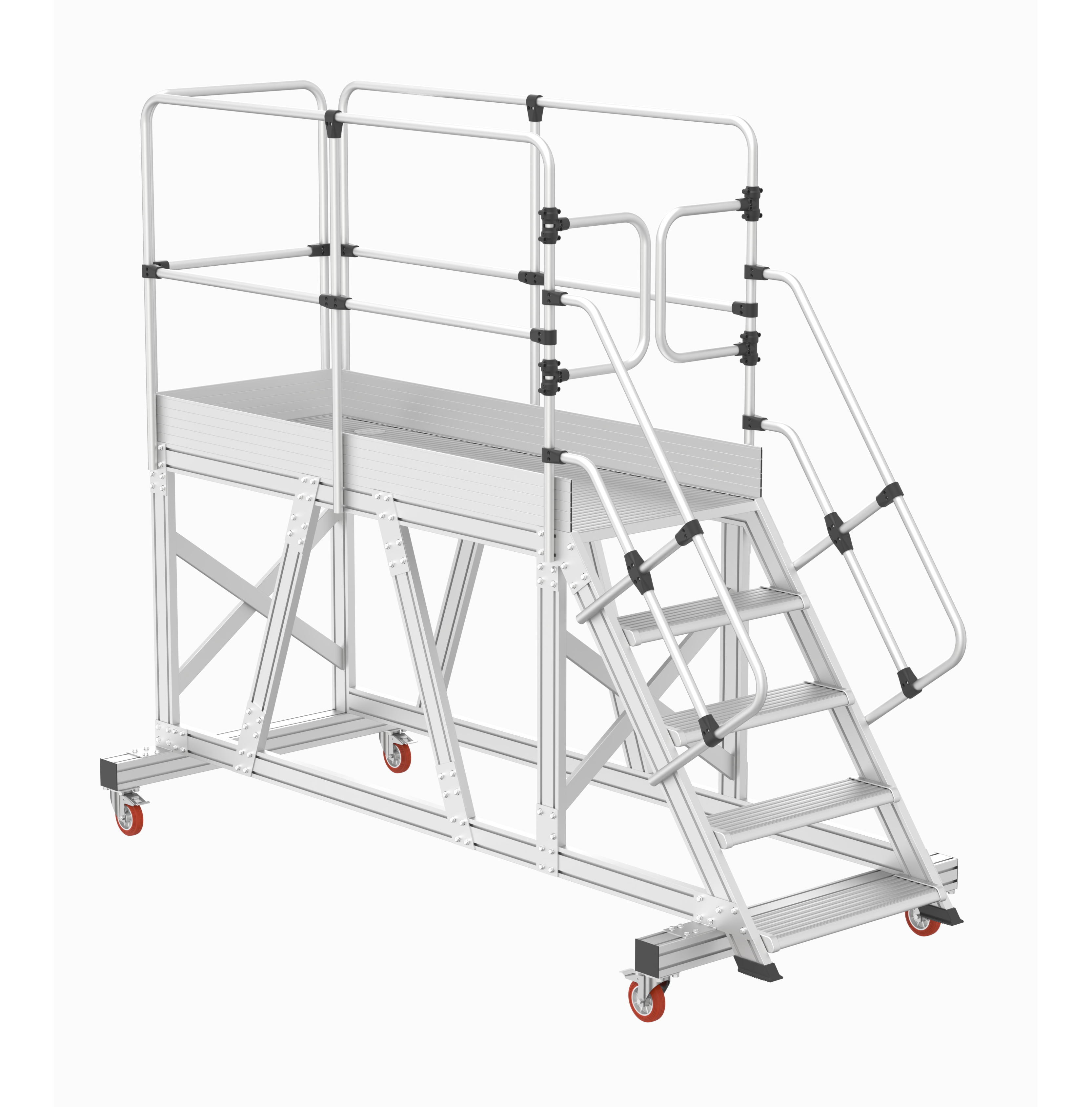 ALÜMİNYUM ENDÜSTRİYEL TEKERLEKLİ KORKULUKLU PLATFORM 4+1